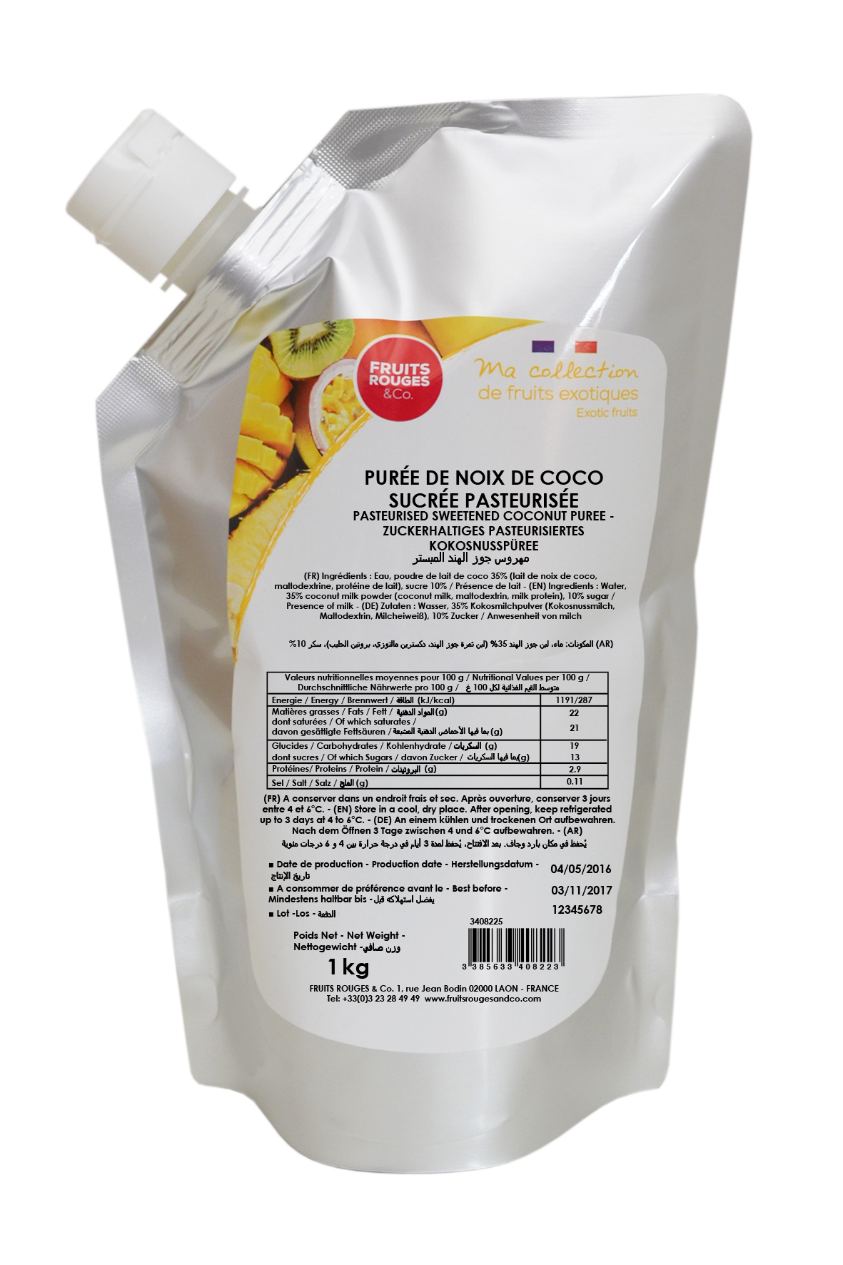 Fruits Rouge Coconut Puree 10% Sugar - 1kg